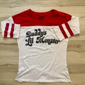Daddy's Lil Monster Raglan Top - Red & White